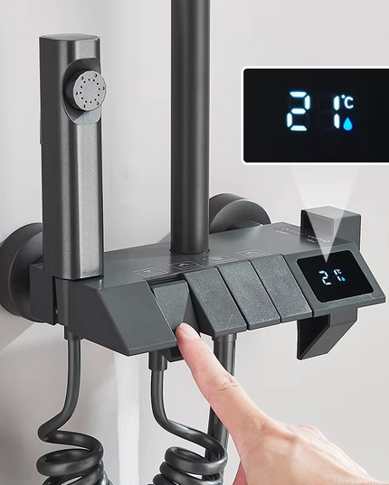 Set de Duș AquaElegance Afișaj Negru Mat – Digital și Funcții Multiple, BSL10