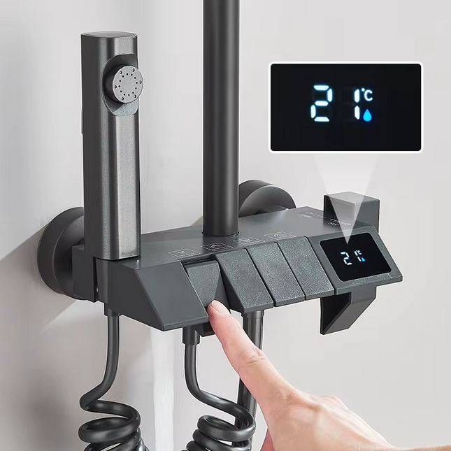 Set de Duș AquaElegance Afișaj Negru Mat – Digital și Funcții Multiple, BSL10