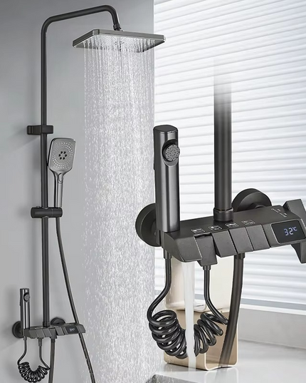 Set de Duș AquaElegance Afișaj Negru Mat – Digital și Funcții Multiple, BSL10