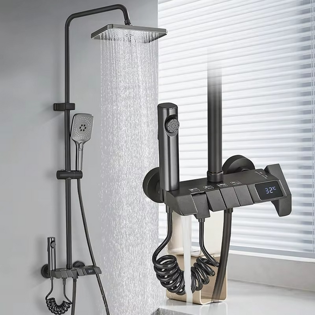 Set de Duș AquaElegance Afișaj Negru Mat – Digital și Funcții Multiple, BSL10