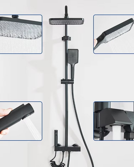 Set de Duș AquaElegance Afișaj Negru Mat – Digital și Funcții Multiple, BSL10