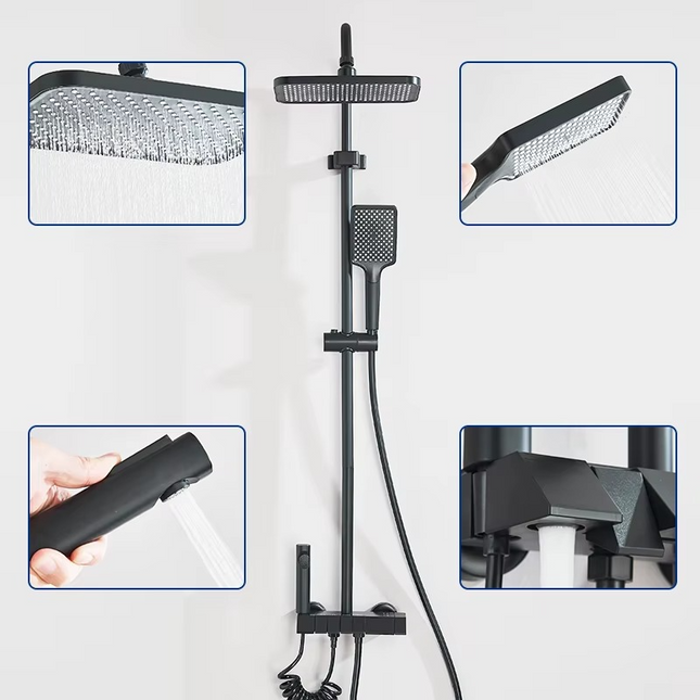 Set de Duș AquaElegance Afișaj Negru Mat – Digital și Funcții Multiple, BSL10