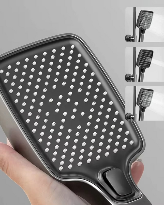 Set de dus Full Light, 4 functii de spalare, Negru mat, Banda LED, displey LED