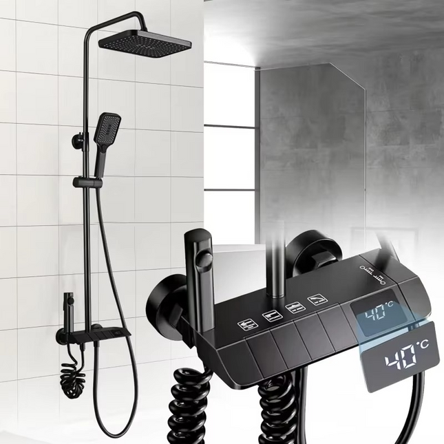 Set de Duș AquaElegance Afișaj Negru Mat – Digital și Funcții Multiple, BSL10