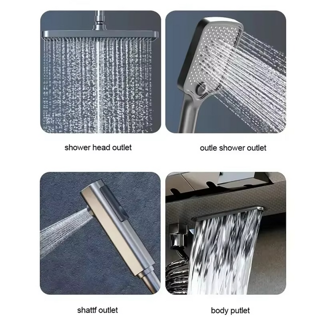 Set de Duș AquaElegance Afișaj Negru Mat – Digital și Funcții Multiple, BSL10