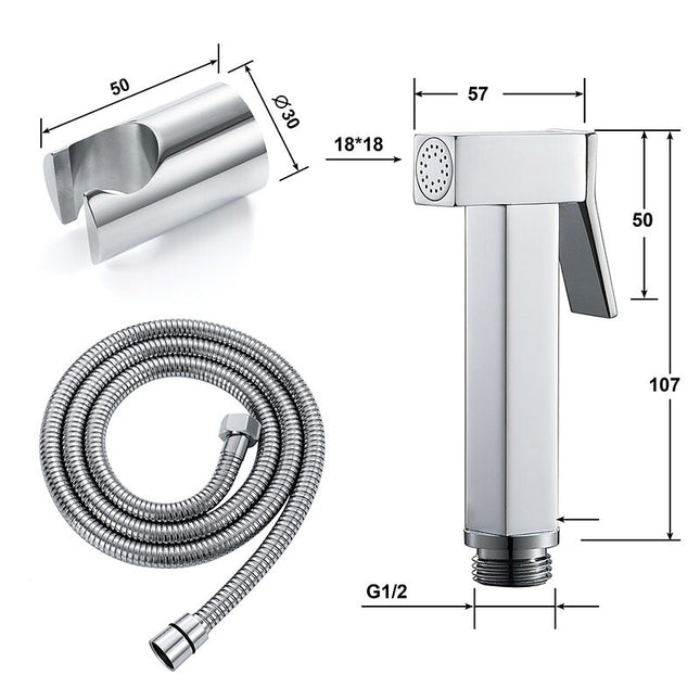 Duș Igienic Manual din Metal – Finisaj Cromat, Design Pătrat Modern, vst106