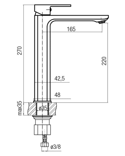 Baterie Lavoar Baie Cromată – Montaj Stativ, Monocomandă, Design Modern, vst15