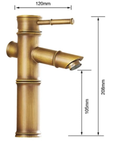 Baterie Lavoar Bronz Antichizat cu Design Bambus – Eleganță și Funcționalitate, VST22