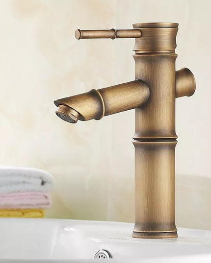 Baterie Lavoar Bronz Antichizat cu Design Bambus – Eleganță și Funcționalitate, VST22