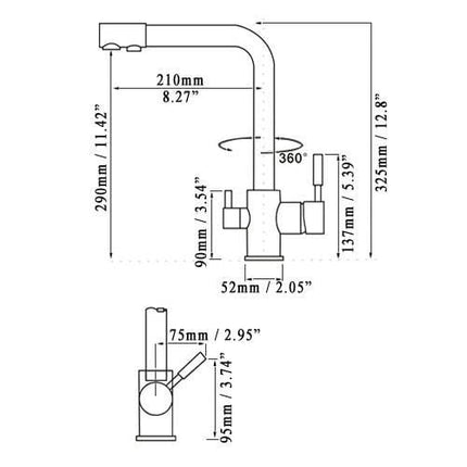 Robinet  Bucătărie,  ARGINTIU Nichelat, inclus robinet pentru apa filtrata, VST63