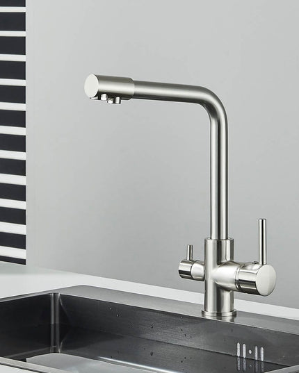 Robinet  Bucătărie,  ARGINTIU Nichelat, inclus robinet pentru apa filtrata, VST63