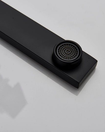 Baterie Bucătărie Minimalistă – Negru Mat, Cadru Pătrat, Monocomandă VST59