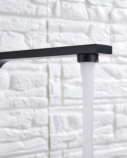 Baterie Bucătărie Minimalistă – Negru Mat, Cadru Pătrat, Monocomandă VST59