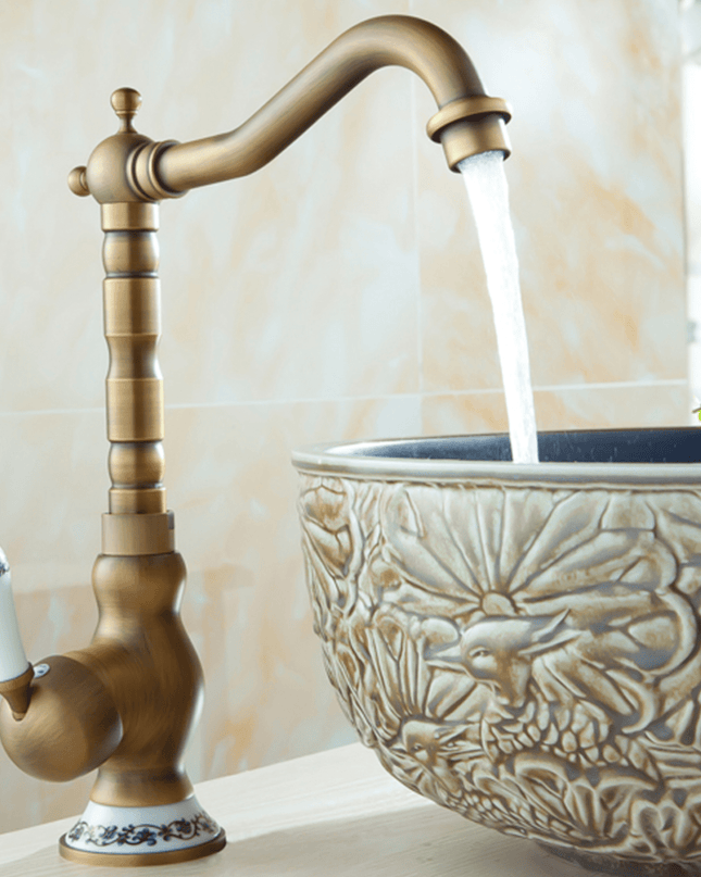 Baterie Lavoar RoyalGold – Design Retro, Alamă Solidă, Auriu Antic, VST33