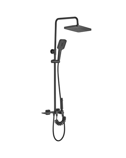 Coloana de duş Mat Black Elegance, Cu 4 functii de spalare, si scurgere tip cascada