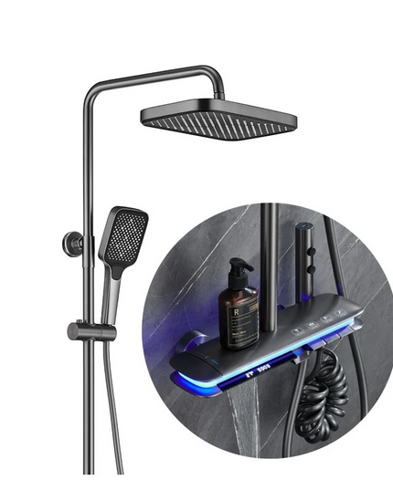 Coloană de Duș RainGlow – Afișaj Digital și LED-uri pentru O Experiență Premium