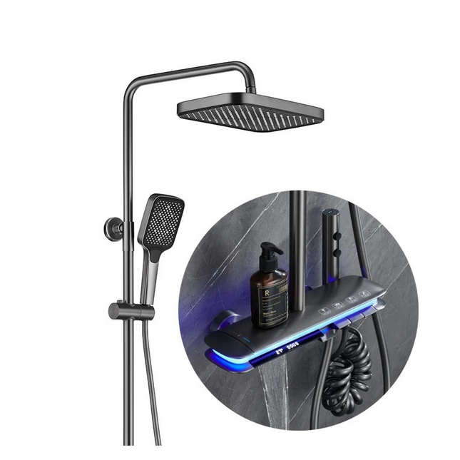 Coloană de Duș RainGlow – Afișaj Digital și LED-uri pentru O Experiență Premium