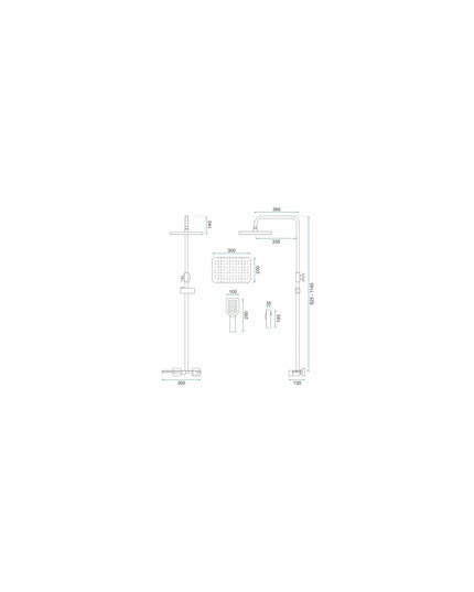 Coloana de duş Pure Flow Chrome, cu 4 functii de spalare, si scurgere tip cascada