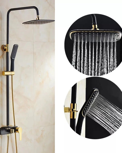 Set de Duș Premium Rama Elite - Design Auriu și Negru, cu Duș Fix și Para Mobilă