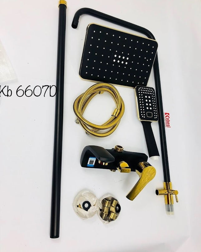 Set de Duș Premium Rama Elite - Design Auriu și Negru, cu Duș Fix și Para Mobilă