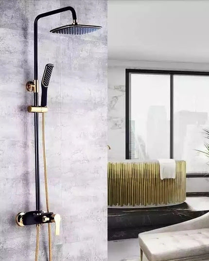 Set de Duș Premium Rama Elite - Design Auriu și Negru, cu Duș Fix și Para Mobilă