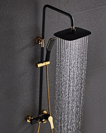 Set de Duș Premium Rama Elite - Design Auriu și Negru, cu Duș Fix și Para Mobilă