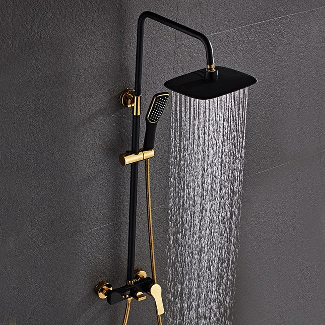 Set de Duș Premium Rama Elite - Design Auriu și Negru, cu Duș Fix și Para Mobilă