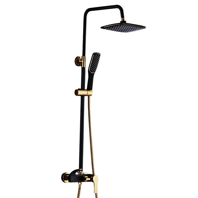 Set de Duș Premium Rama Elite - Design Auriu și Negru, cu Duș Fix și Para Mobilă