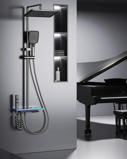 Coloana dus cu 4 functii, display si banda led, 30cm, Antracit - BSL17
