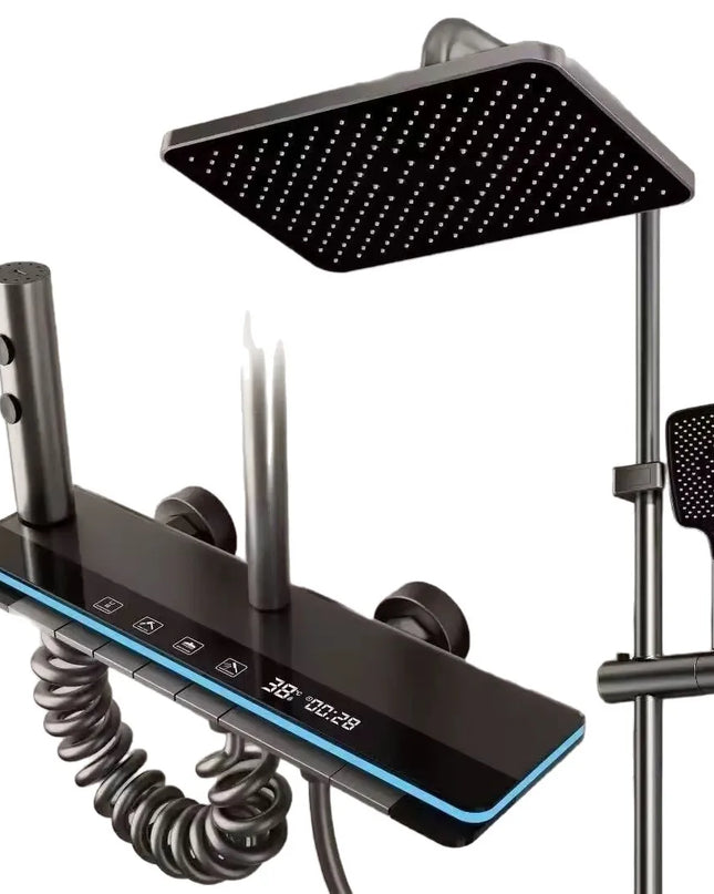 Coloana dus cu 4 functii, display si banda led, 30cm, Antracit - BSL17