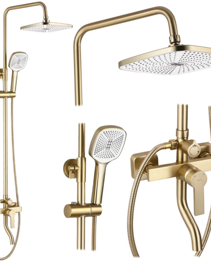 Set de Duș cu Baterie pentru Cadă și Duș, Auriu Periat (Brushed Gold), BSL22