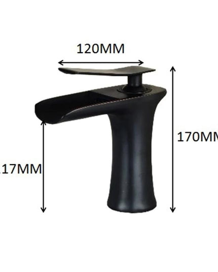 Baterie Lavoar Tip Cascadă, Negru Mat, Montare Pe Lavoar, Design Modern, 17cm, VST34
