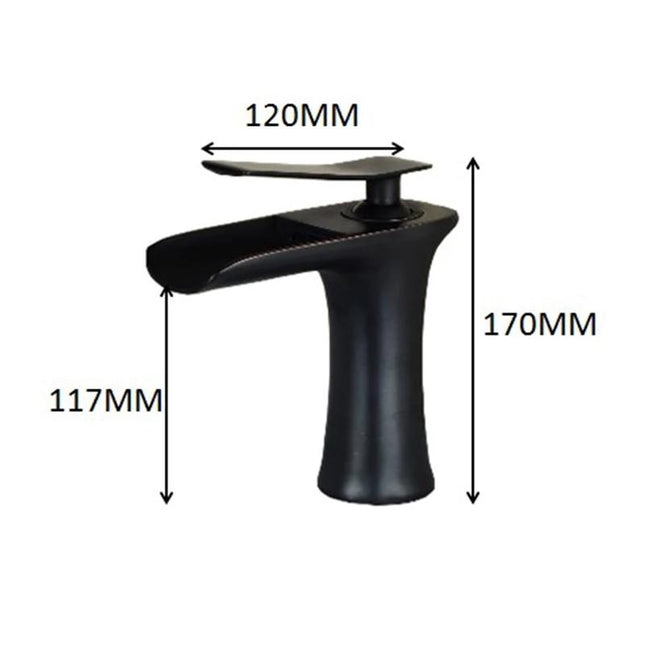 Baterie Lavoar Tip Cascadă, Negru Mat, Montare Pe Lavoar, Design Modern, 17cm, VST34