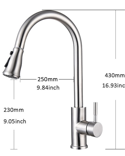 Baterie Chiuvetă Bucătărie Cromată – 2 Moduri de Curgere, Buton Pauză, Rotativă 360°, 43 cm, vst45