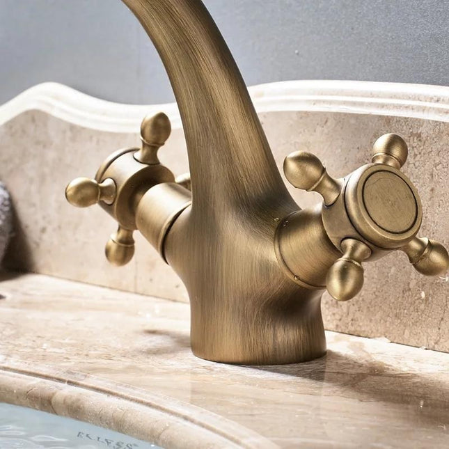Baterie Lavoar Vintage – Masiv, Finisaj Bronz Antichizat, Dublă Comandă, VST23