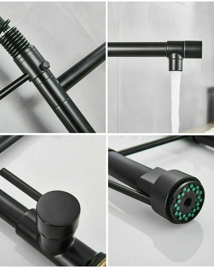 Baterie de Bucătărie DualFlow – Pipă Dublă & Duș Detașabil, Negru VST117