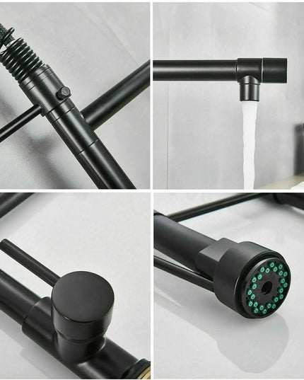 Baterie de Bucătărie DualFlow – Pipă Dublă & Duș Detașabil, Negru VST117