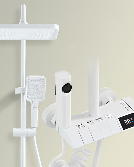 Set de duș alb premium cu termostat și afișaj digital, BSL10A