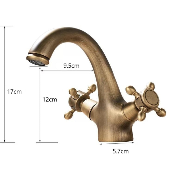 Baterie Lavoar Vintage – Masiv, Finisaj Bronz Antichizat, Dublă Comandă, VST23
