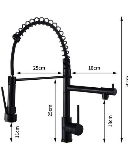 Baterie de Bucătărie DualFlow – Pipă Dublă & Duș Detașabil, Negru VST117