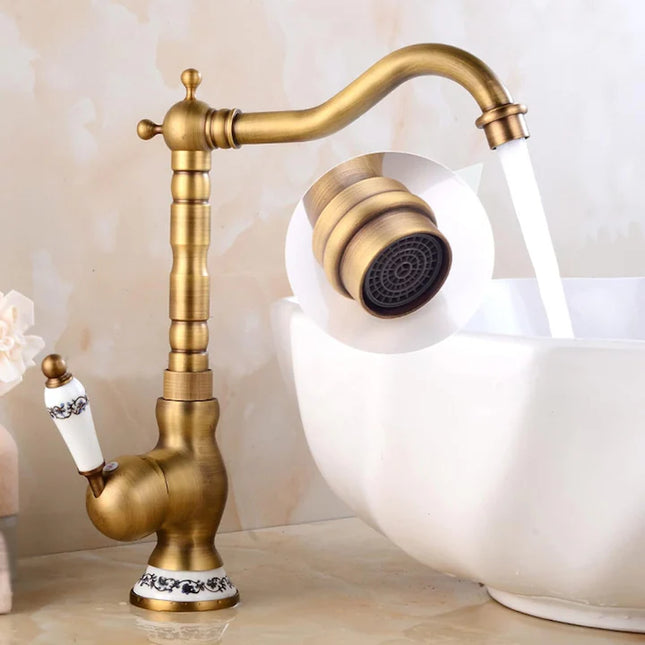 Baterie Lavoar RoyalGold – Design Retro, Alamă Solidă, Auriu Antic, VST33