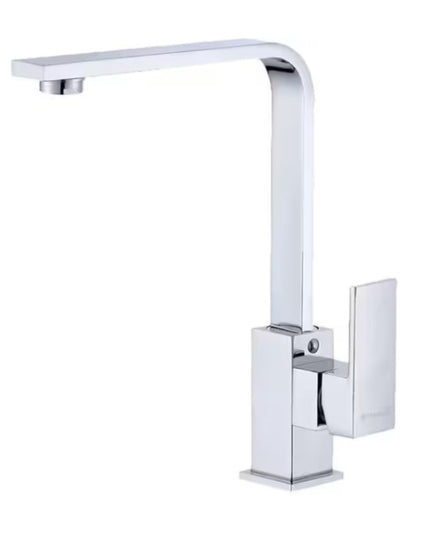 Baterie Chiuvetă Bucătărie Argintie, 32 cm, Monocomandă cu Pipă Înaltă și Rotativă VST61