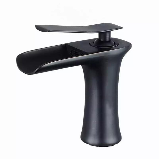 Baterie Lavoar Tip Cascadă, Negru Mat, Montare Pe Lavoar, Design Modern, 17cm, VST34