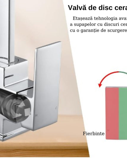 Baterie Chiuvetă Bucătărie Argintie, 32 cm, Monocomandă cu Pipă Înaltă și Rotativă VST61