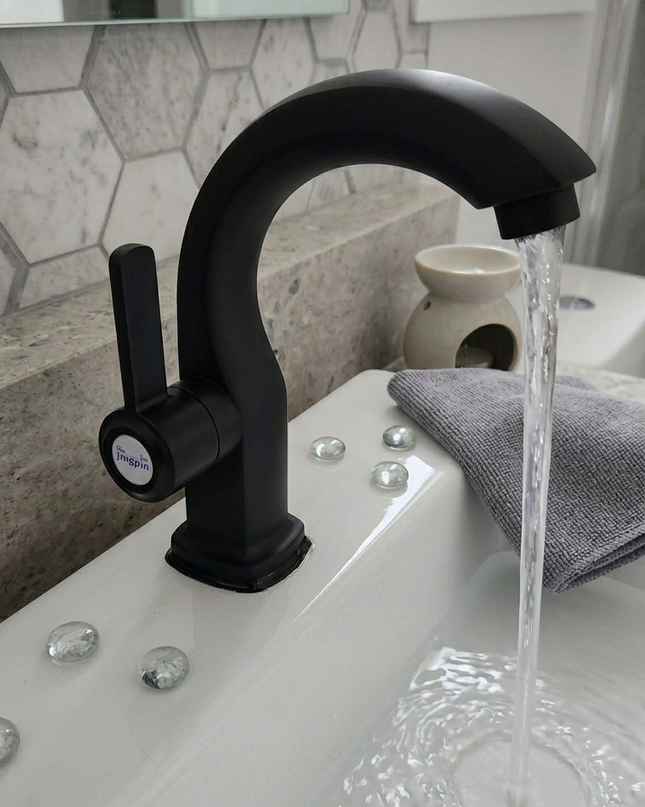 Baterie Chiuvetă Bucătărie Neagră Mată – Design Modern, Robinet Rotativ 360°, vst76