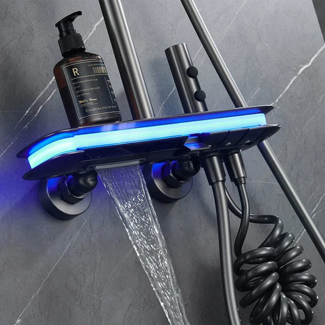 Coloană de Duș RainGlow – Afișaj Digital și LED-uri pentru O Experiență Premium