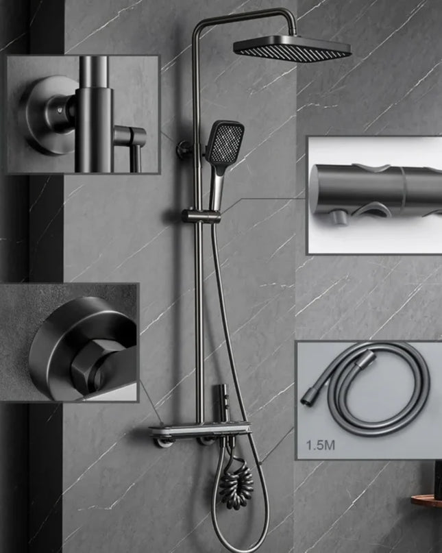 Coloană de Duș RainGlow – Afișaj Digital și LED-uri pentru O Experiență Premium