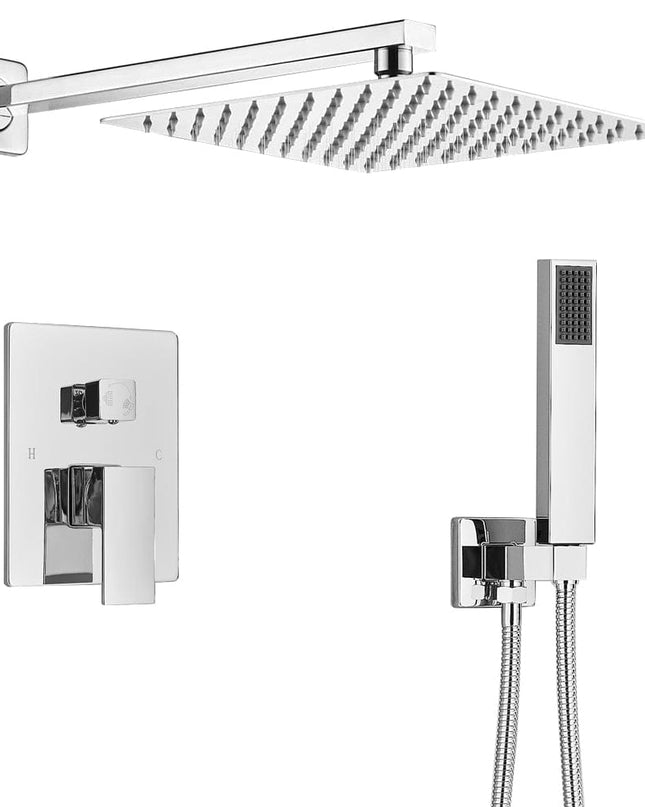 Set Duș Argintiu cu Pară Pătrată și Montaj Ascuns, VST84
