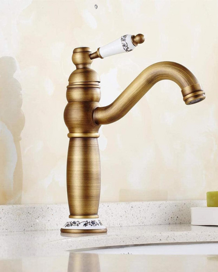 Baterie Lavoar Golden Copper – Bronz Antichizat, 2 Manete de Comandă, Design Clasic, VST32