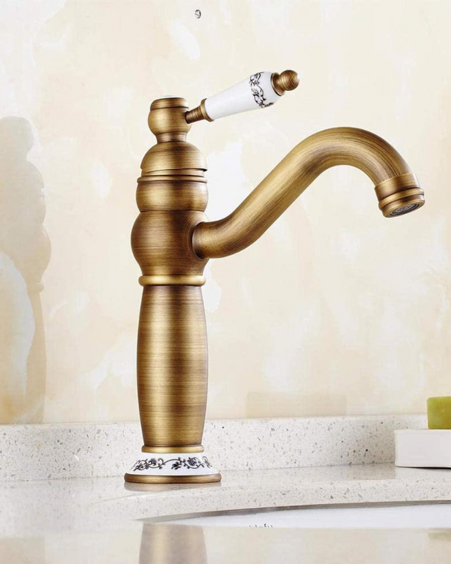 Baterie Lavoar Golden Copper – Bronz Antichizat, 2 Manete de Comandă, Design Clasic, VST32